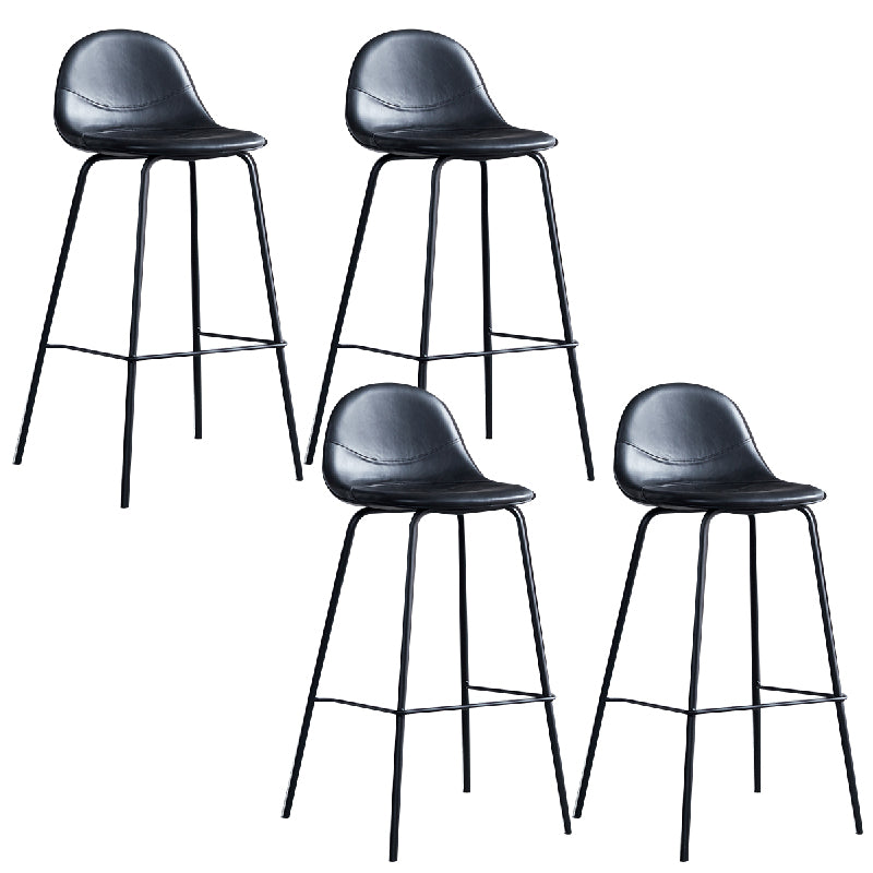 Modern Style Armless Counter Stool Faux Leather Low Back Bar Stool for Indoor