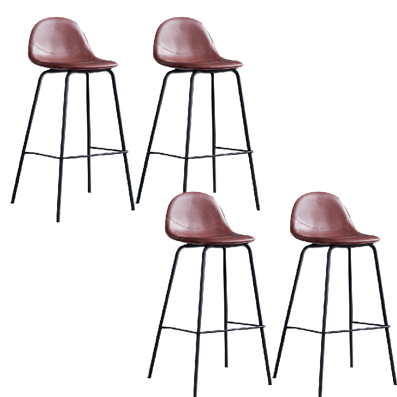 Modern Style Armless Counter Stool Faux Leather Low Back Bar Stool for Indoor