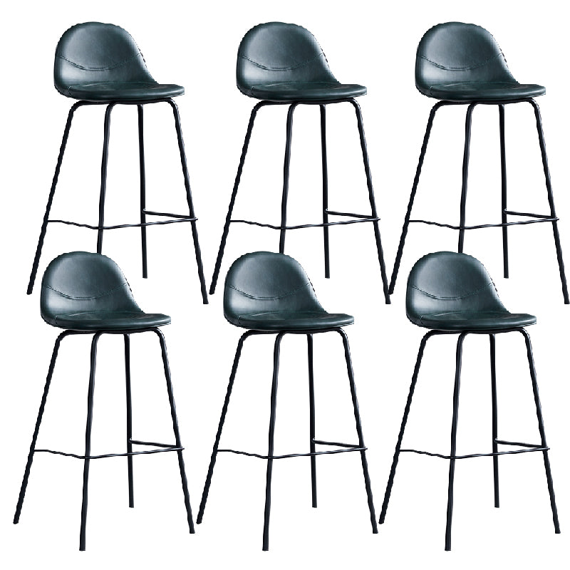 Modern Style Armless Counter Stool Faux Leather Low Back Bar Stool for Indoor