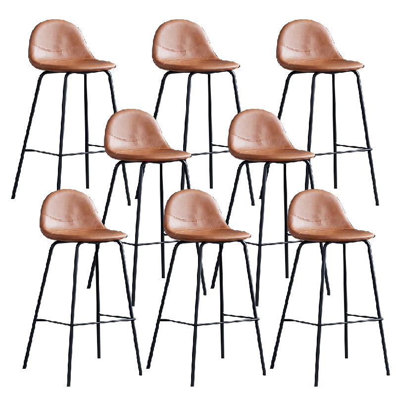 Modern Style Armless Counter Stool Faux Leather Low Back Bar Stool for Indoor