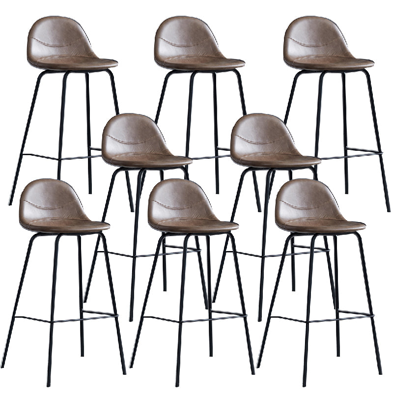 Modern Style Armless Counter Stool Faux Leather Low Back Bar Stool for Indoor