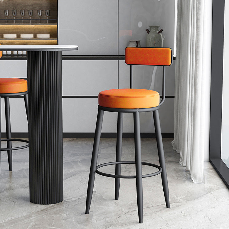 Contemporary Style Armless Counter Stool Faux Leather Low Back Bar Stool