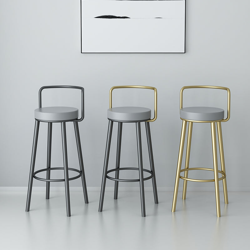 Glam Style Armless Counter Stool Faux Leather Round Bar Stool