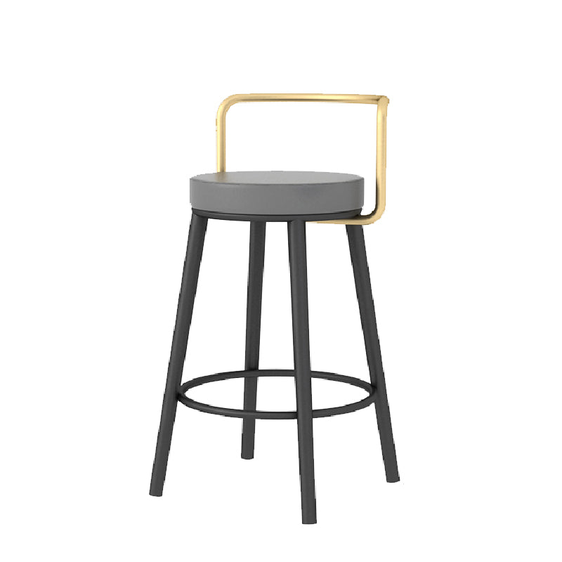 Glam Style Armless Counter Stool Faux Leather Round Bar Stool