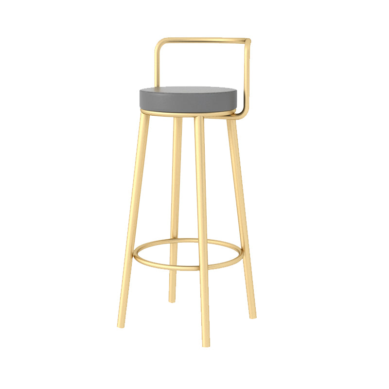 Glam Style Armless Counter Stool Faux Leather Round Bar Stool