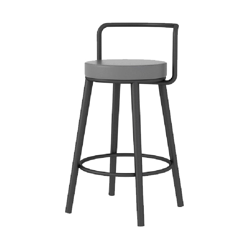 Glam Style Armless Counter Stool Faux Leather Round Bar Stool