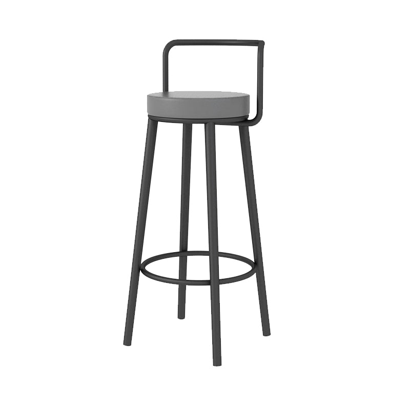 Glam Style Armless Counter Stool Faux Leather Round Bar Stool