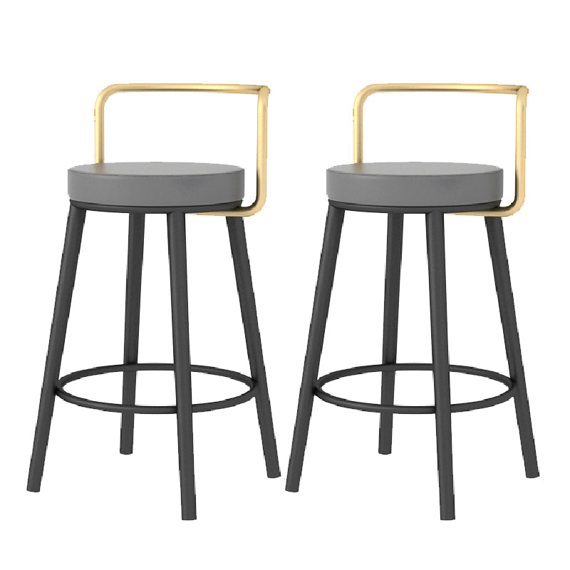 Glam Style Armless Counter Stool Faux Leather Round Bar Stool