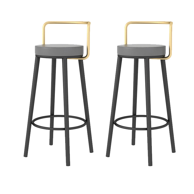 Glam Style Armless Counter Stool Faux Leather Round Bar Stool