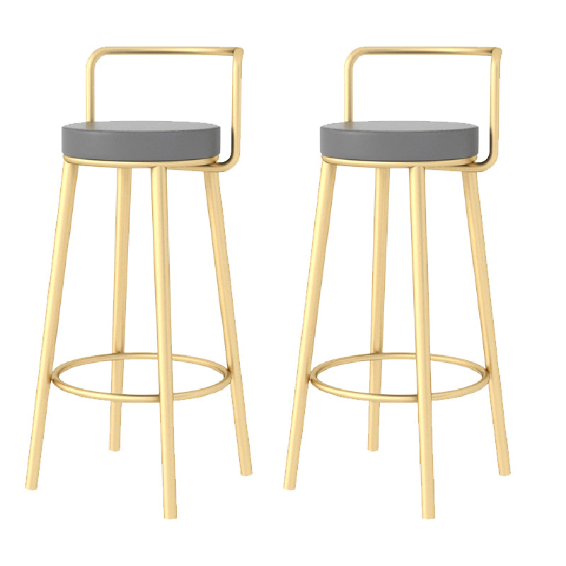 Glam Style Armless Counter Stool Faux Leather Round Bar Stool