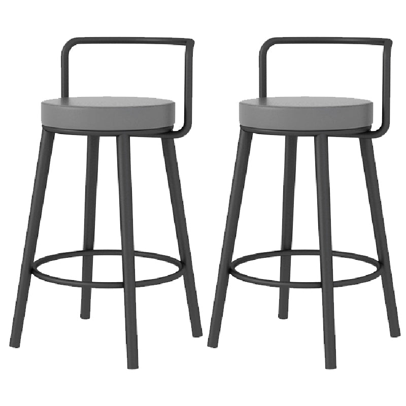 Glam Style Armless Counter Stool Faux Leather Round Bar Stool