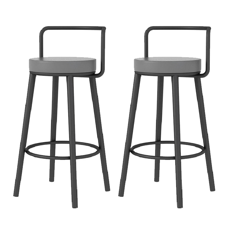 Glam Style Armless Counter Stool Faux Leather Round Bar Stool