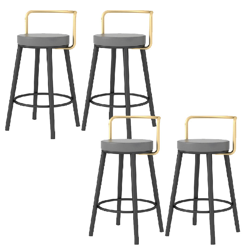 Glam Style Armless Counter Stool Faux Leather Round Bar Stool
