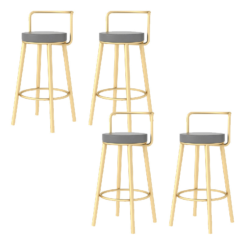 Glam Style Armless Counter Stool Faux Leather Round Bar Stool