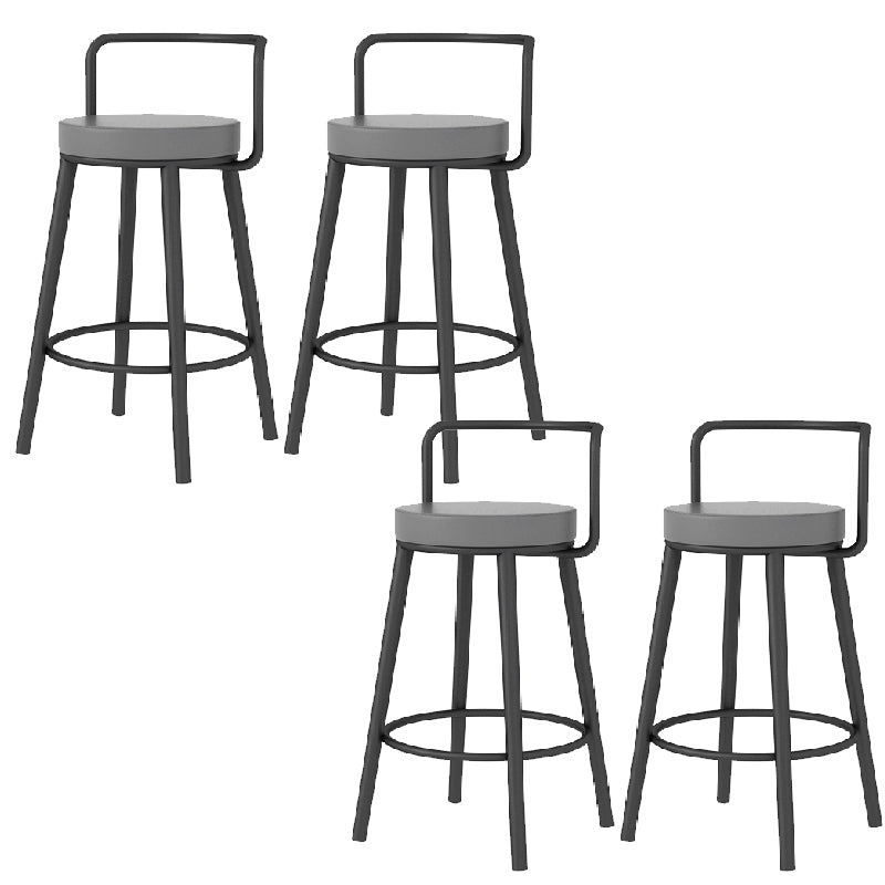 Glam Style Armless Counter Stool Faux Leather Round Bar Stool