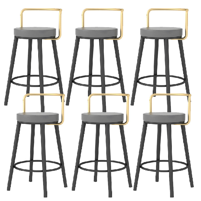 Glam Style Armless Counter Stool Faux Leather Round Bar Stool