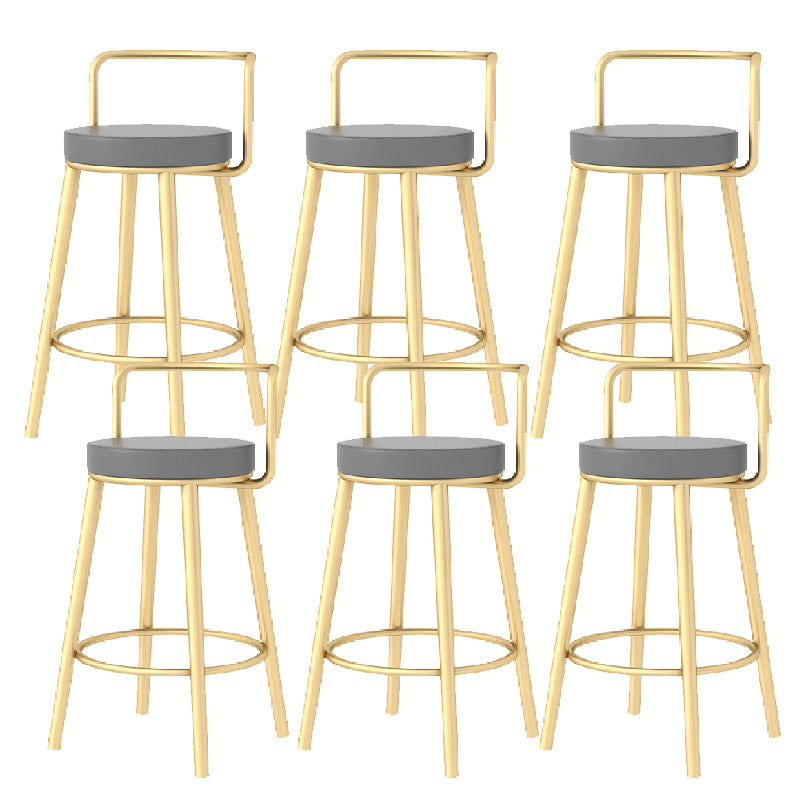 Glam Style Armless Counter Stool Faux Leather Round Bar Stool