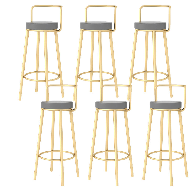 Glam Style Armless Counter Stool Faux Leather Round Bar Stool