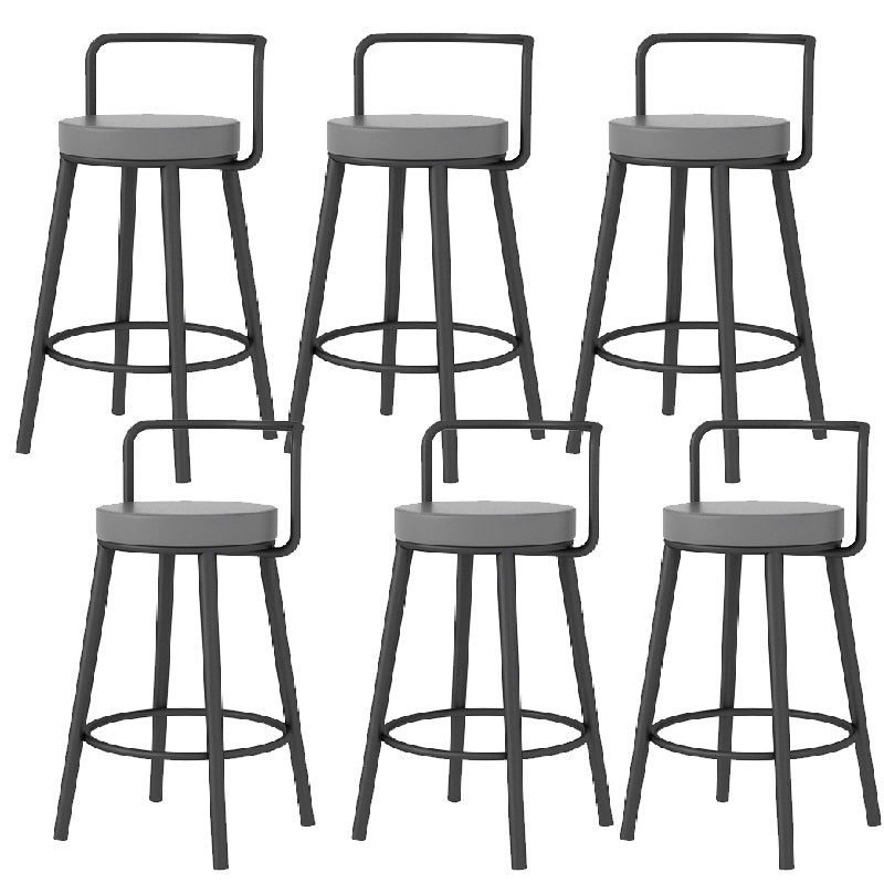 Glam Style Armless Counter Stool Faux Leather Round Bar Stool