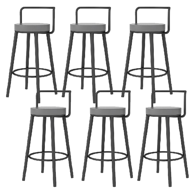 Glam Style Armless Counter Stool Faux Leather Round Bar Stool