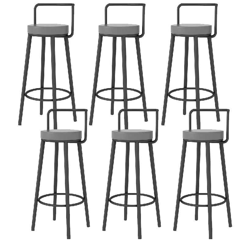 Glam Style Armless Counter Stool Faux Leather Round Bar Stool