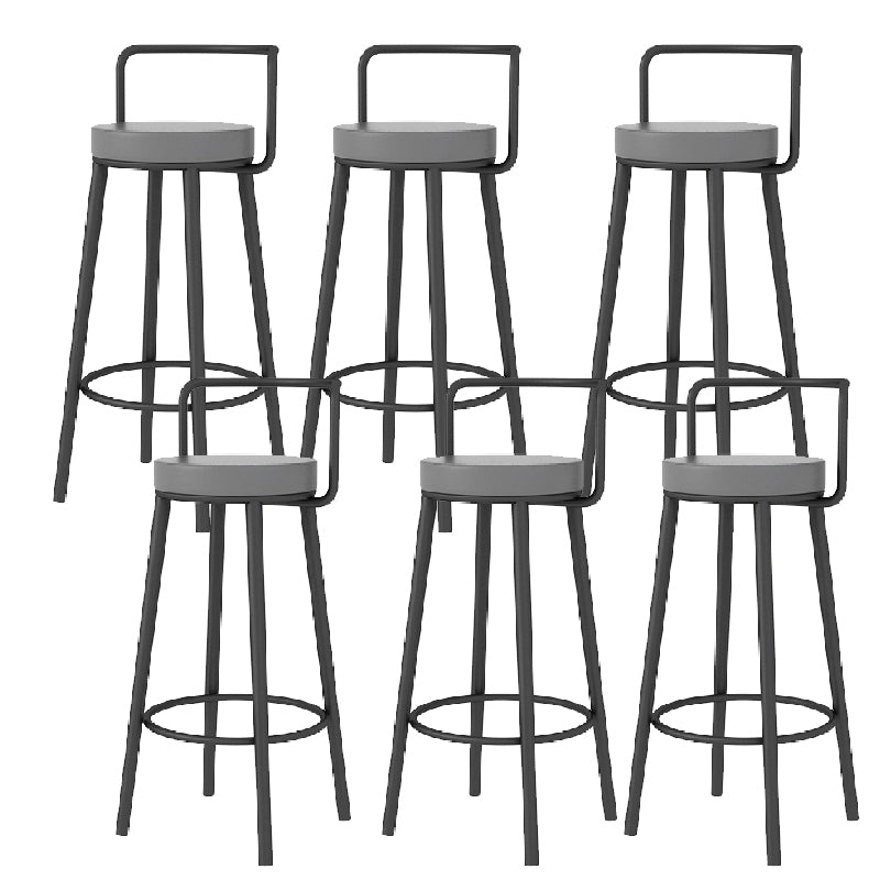 Glam Style Armless Counter Stool Faux Leather Round Bar Stool