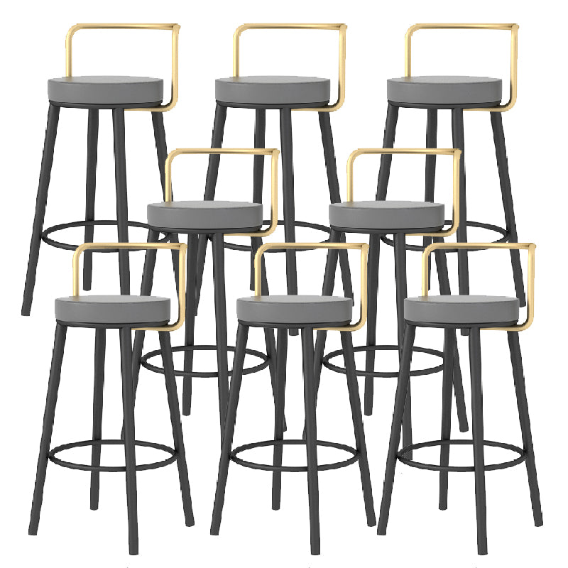 Glam Style Armless Counter Stool Faux Leather Round Bar Stool