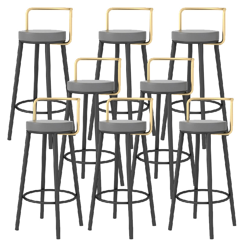 Glam Style Armless Counter Stool Faux Leather Round Bar Stool