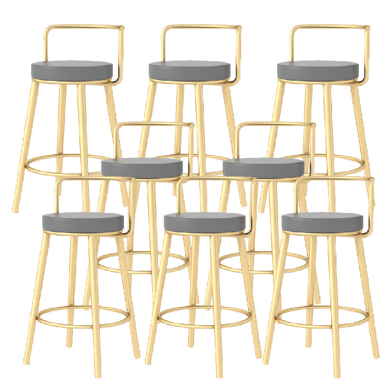 Glam Style Armless Counter Stool Faux Leather Round Bar Stool