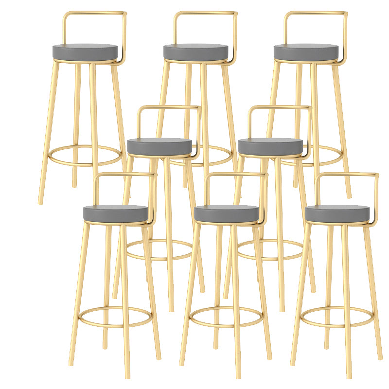 Glam Style Armless Counter Stool Faux Leather Round Bar Stool
