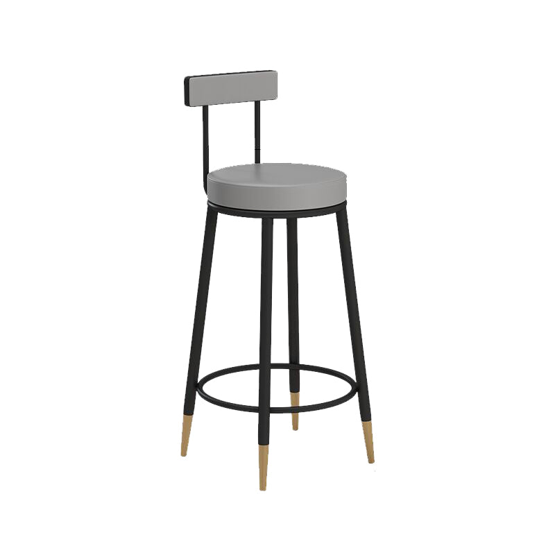 Glam Upholstered Counter Stool Bar-height Low Back Bar Stool with Metal Base