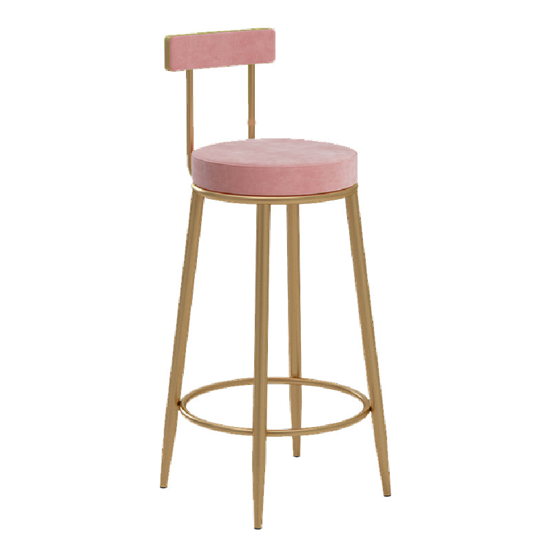 Glam Upholstered Counter Stool Bar-height Low Back Bar Stool with Metal Base