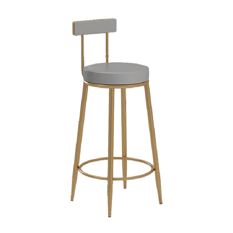 Glam Upholstered Counter Stool Bar-height Low Back Bar Stool with Metal Base
