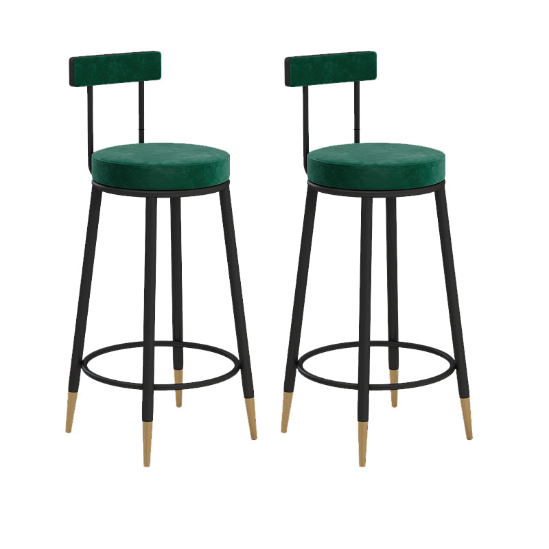 Glam Upholstered Counter Stool Bar-height Low Back Bar Stool with Metal Base
