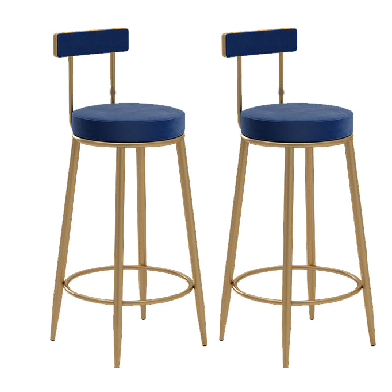Glam Upholstered Counter Stool Bar-height Low Back Bar Stool with Metal Base