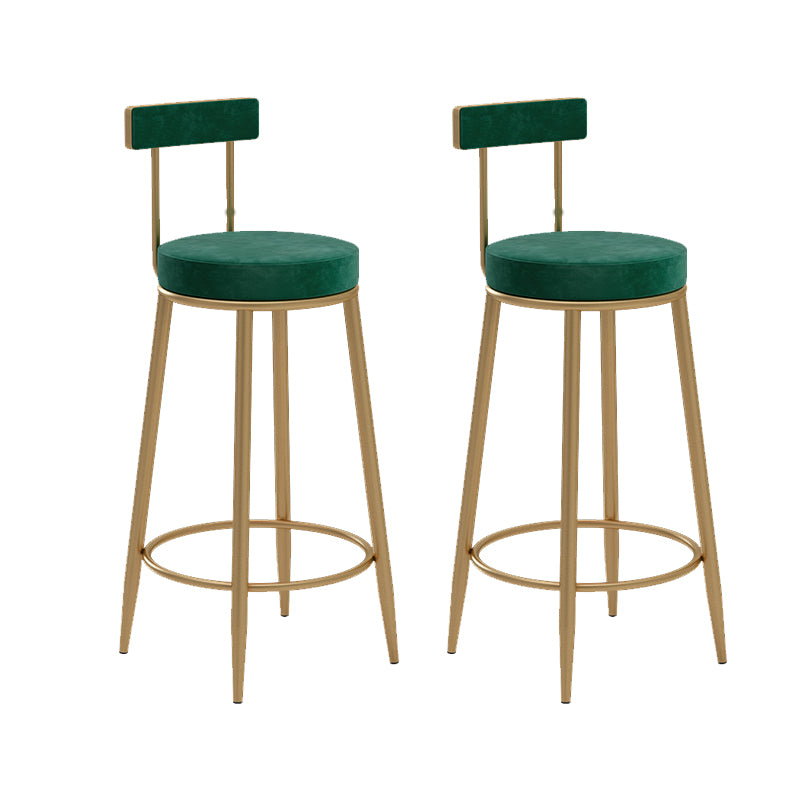 Glam Upholstered Counter Stool Bar-height Low Back Bar Stool with Metal Base