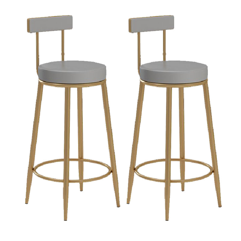 Glam Upholstered Counter Stool Bar-height Low Back Bar Stool with Metal Base