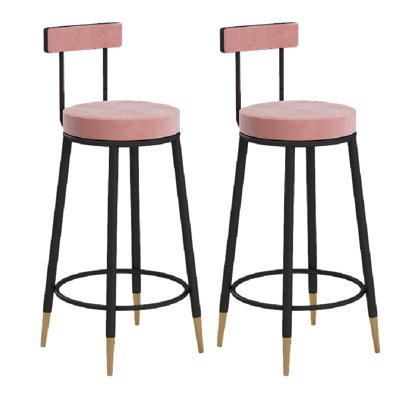 Glam Upholstered Counter Stool Bar-height Low Back Bar Stool with Metal Base