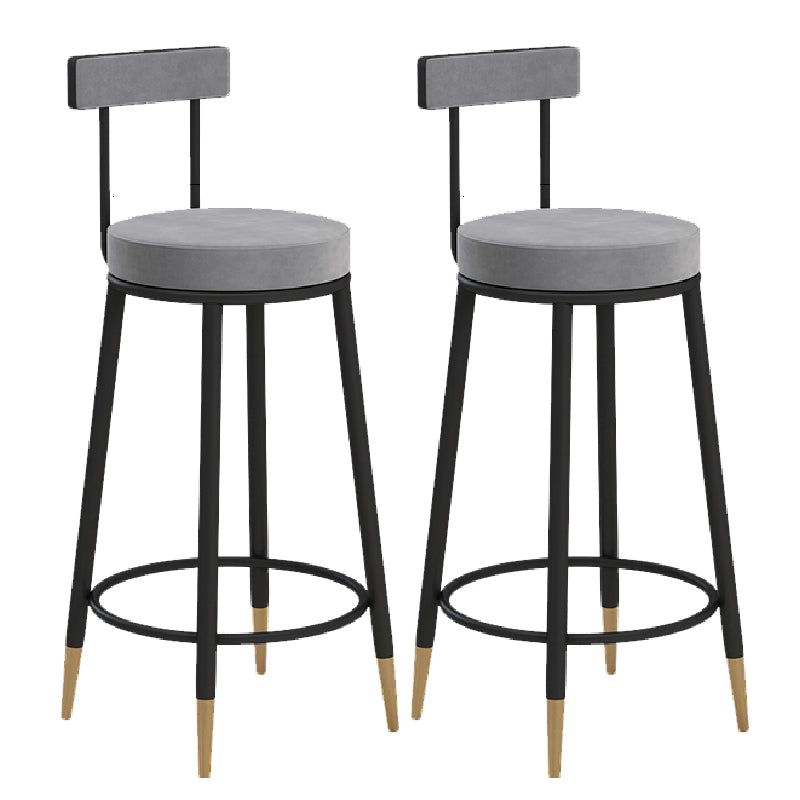 Glam Upholstered Counter Stool Bar-height Low Back Bar Stool with Metal Base