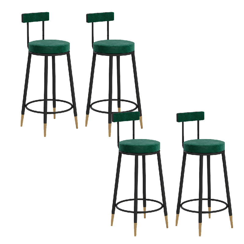 Glam Upholstered Counter Stool Bar-height Low Back Bar Stool with Metal Base