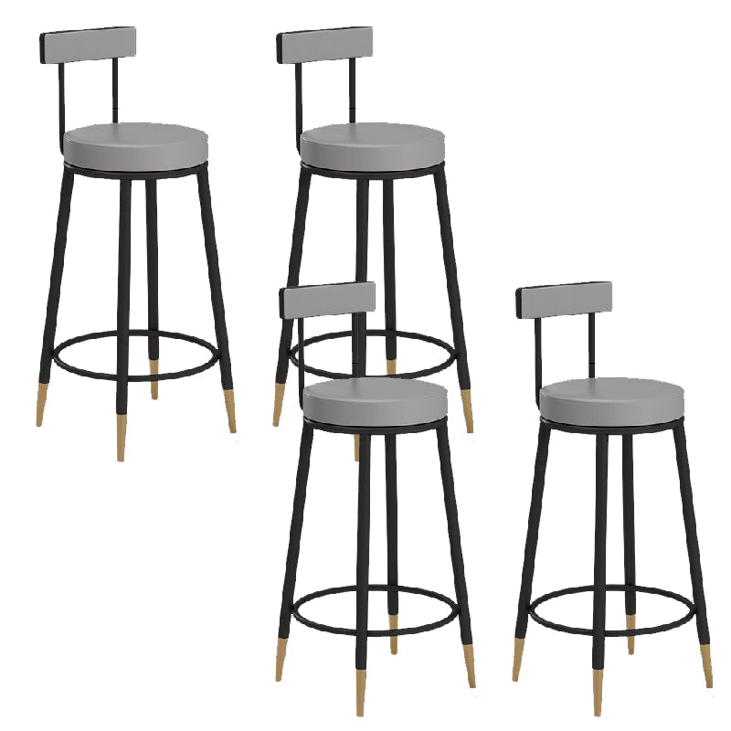 Glam Upholstered Counter Stool Bar-height Low Back Bar Stool with Metal Base