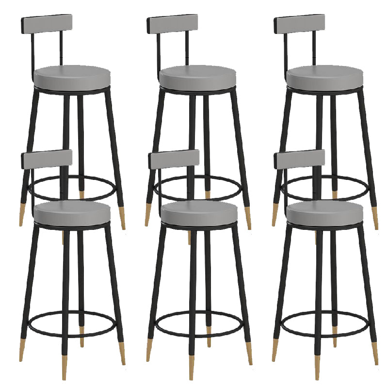 Glam Upholstered Counter Stool Bar-height Low Back Bar Stool with Metal Base