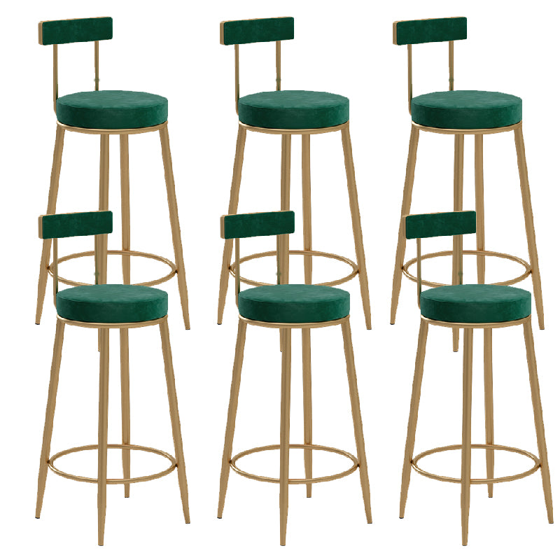 Glam Upholstered Counter Stool Bar-height Low Back Bar Stool with Metal Base