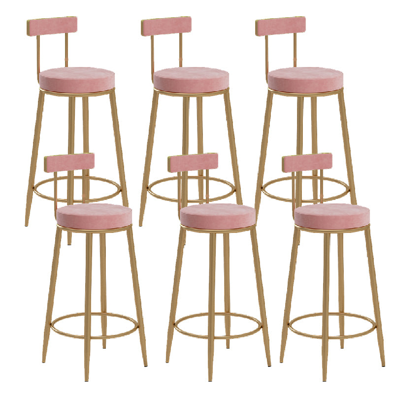 Glam Upholstered Counter Stool Bar-height Low Back Bar Stool with Metal Base