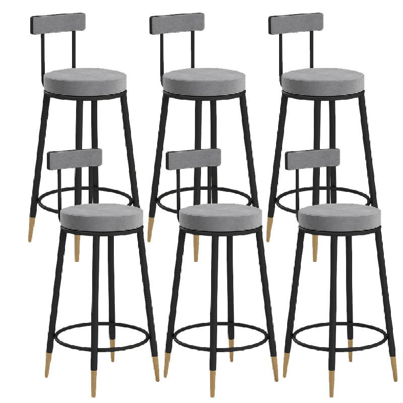 Glam Upholstered Counter Stool Bar-height Low Back Bar Stool with Metal Base