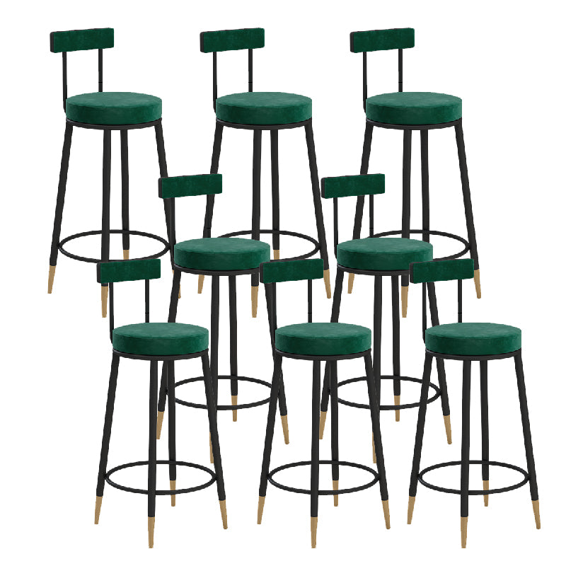 Glam Upholstered Counter Stool Bar-height Low Back Bar Stool with Metal Base