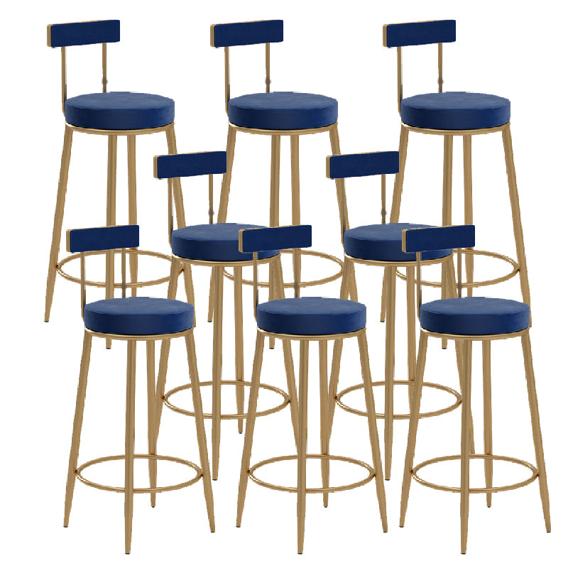Glam Upholstered Counter Stool Bar-height Low Back Bar Stool with Metal Base