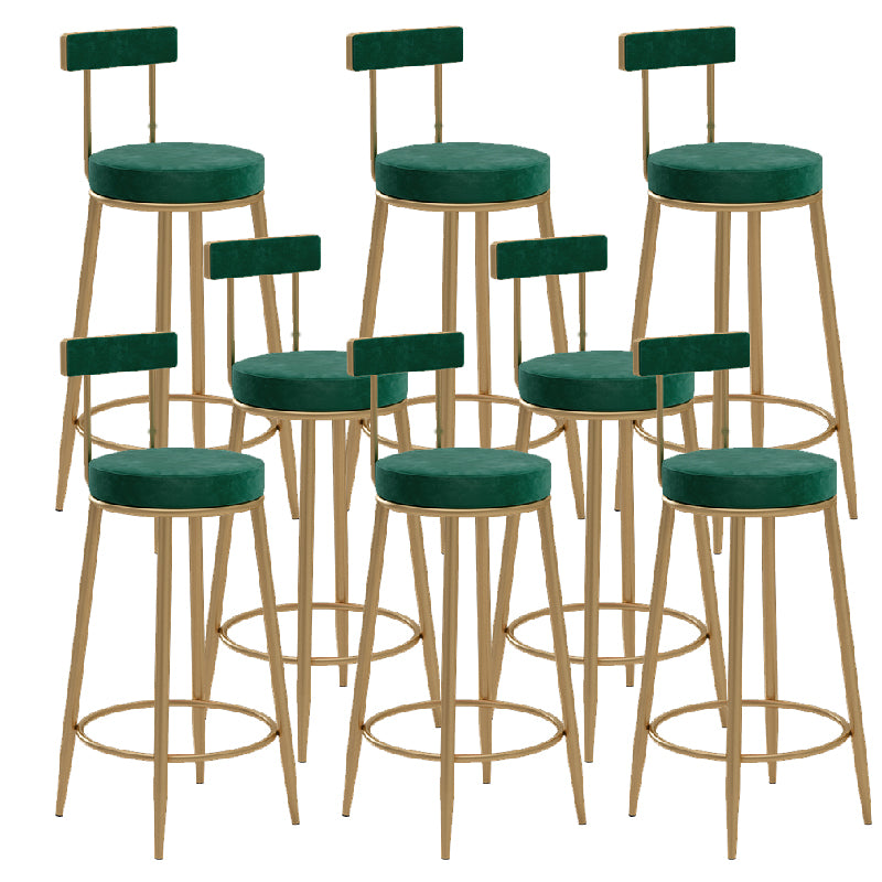 Glam Upholstered Counter Stool Bar-height Low Back Bar Stool with Metal Base