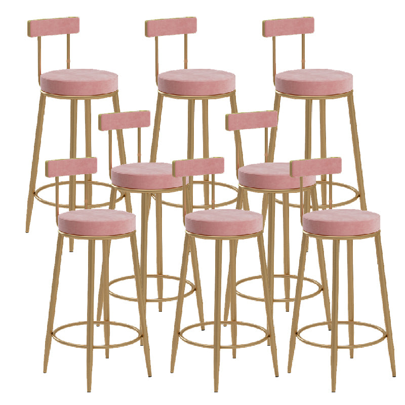 Glam Upholstered Counter Stool Bar-height Low Back Bar Stool with Metal Base