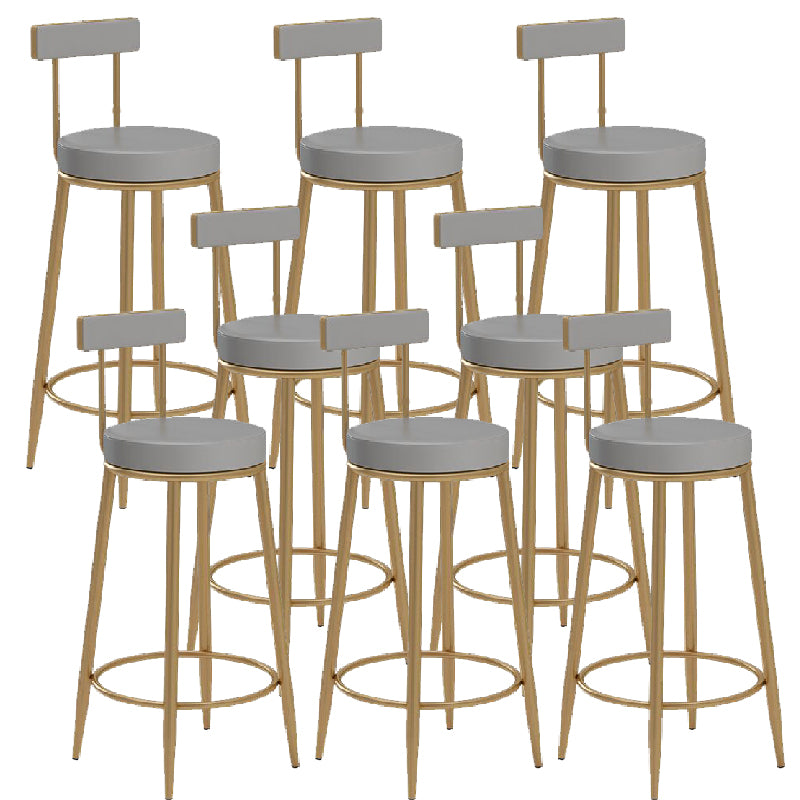 Glam Upholstered Counter Stool Bar-height Low Back Bar Stool with Metal Base